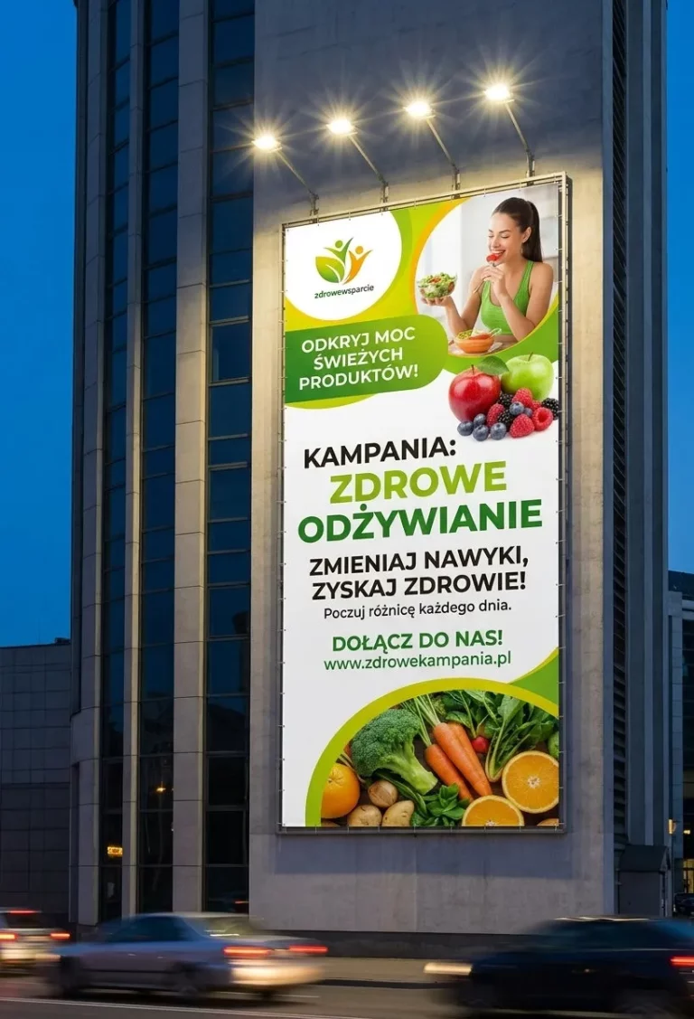 baner reklamowy pionowy na budynku
