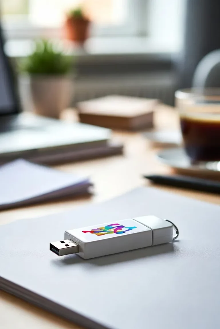 pendrive biały z nadrukiem